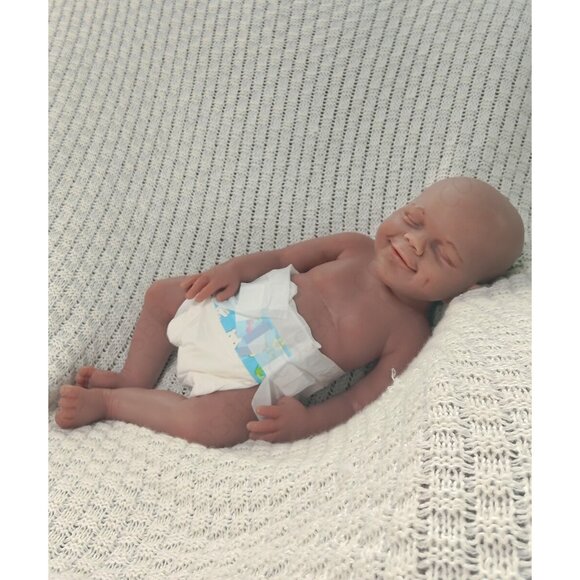 6.82lbs Full Body Platinum Silicone Reborn Baby Boy Doll 45cm Sleeping Newborn - Picture 14 of 16